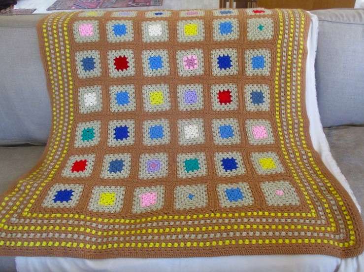 Relisted - A lovely hand crocheted wool blanket