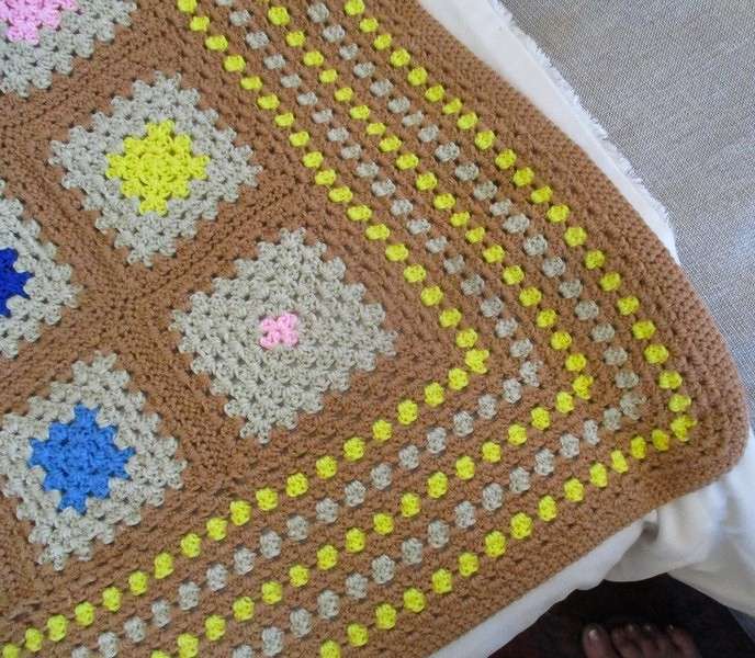 Relisted - A lovely hand crocheted wool blanket