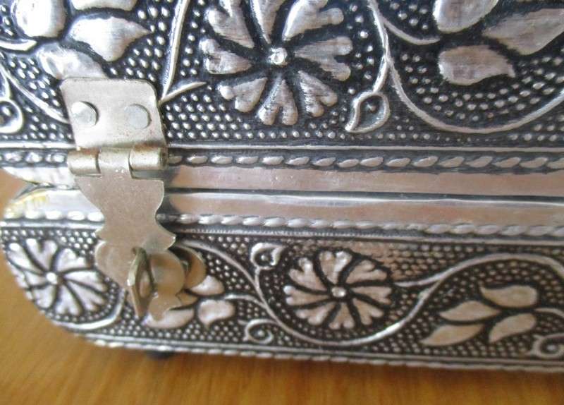 Very large vintage Vaibhav, South India ornately embossed jewellery  box with tiered tray