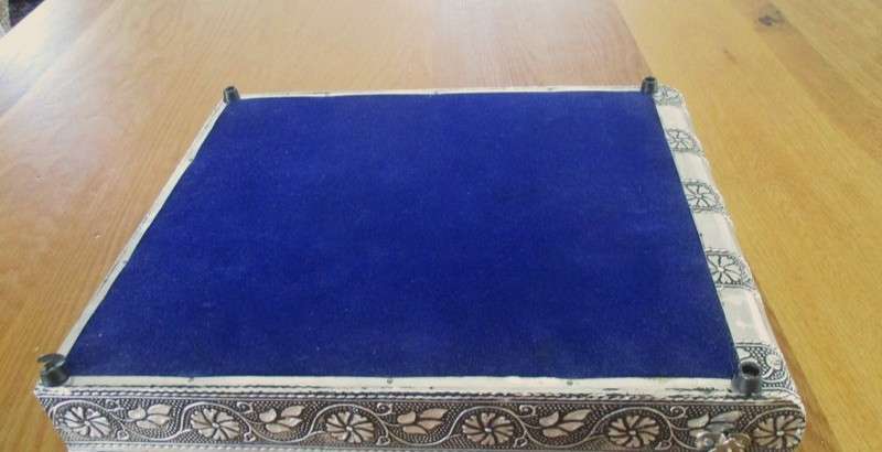 Very large vintage Vaibhav, South India ornately embossed jewellery  box with tiered tray