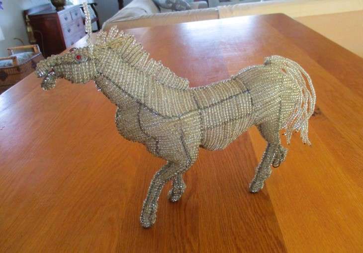 A large bead and wire horse - so artistically made!