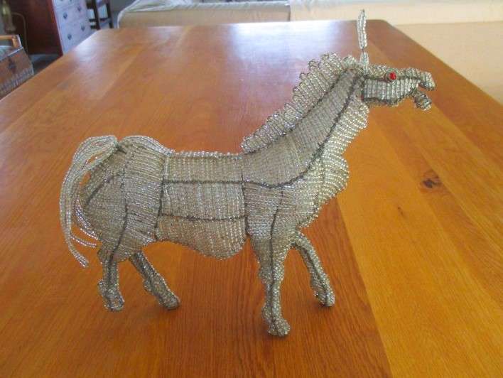 A large bead and wire horse - so artistically made!