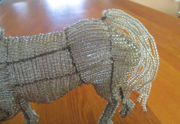 A large bead and wire horse - so artistically made!