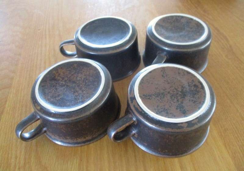 Four large vintage Arabia Ruska, Finland cups and saucers