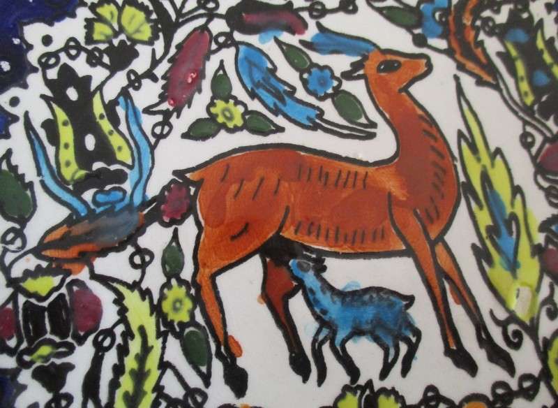 Vintage hand painted Ximron, Israel ceramic wall plaque