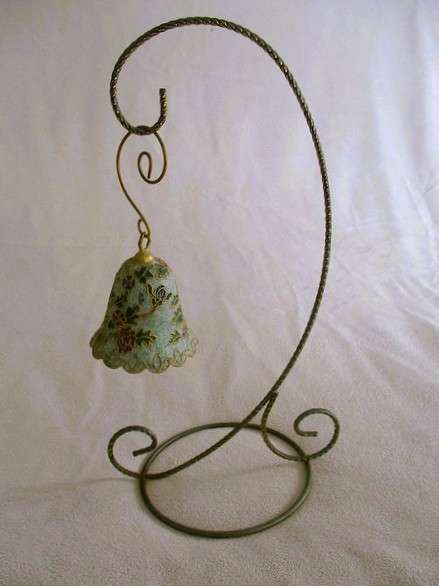 Beautiful cloisonne style bell on stand - very decorative