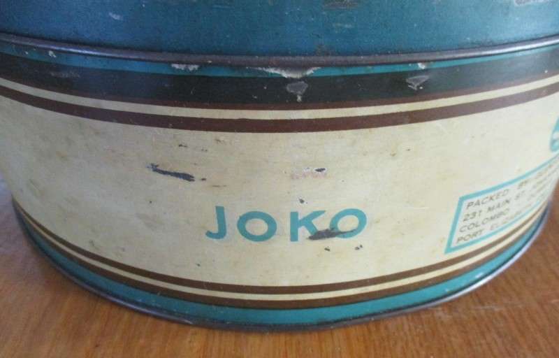 Rare find! Antique lithographed early days Joko Tea tin (cake tin size) with South African scene
