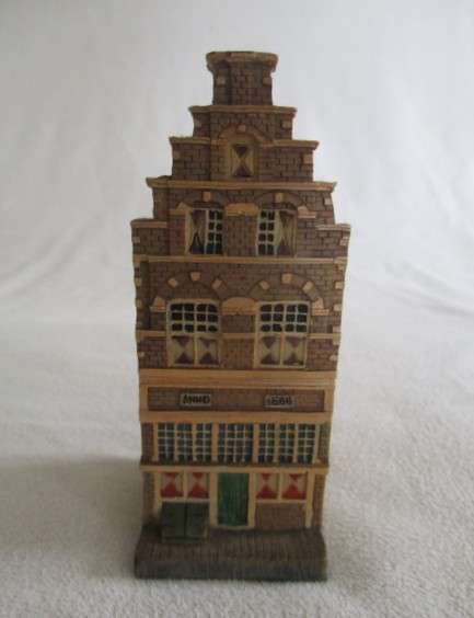 Three miniature Dutch Canal Houses with fine detail