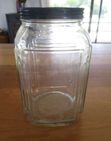 Wonderful large old Corner Cafe sweets/candy jar with metal lid - handy in the kitchen pantry!