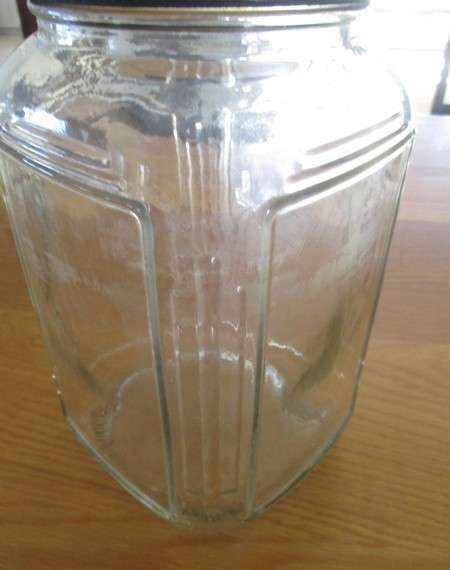 Wonderful large old Corner Cafe sweets/candy jar with metal lid - handy in the kitchen pantry!