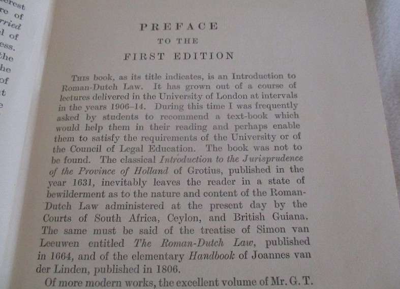 1925 - An Introduction to Roman-Dutch Law by R.W. Lee