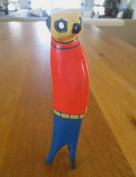 Hand carved and painted - colourful Meerkat family