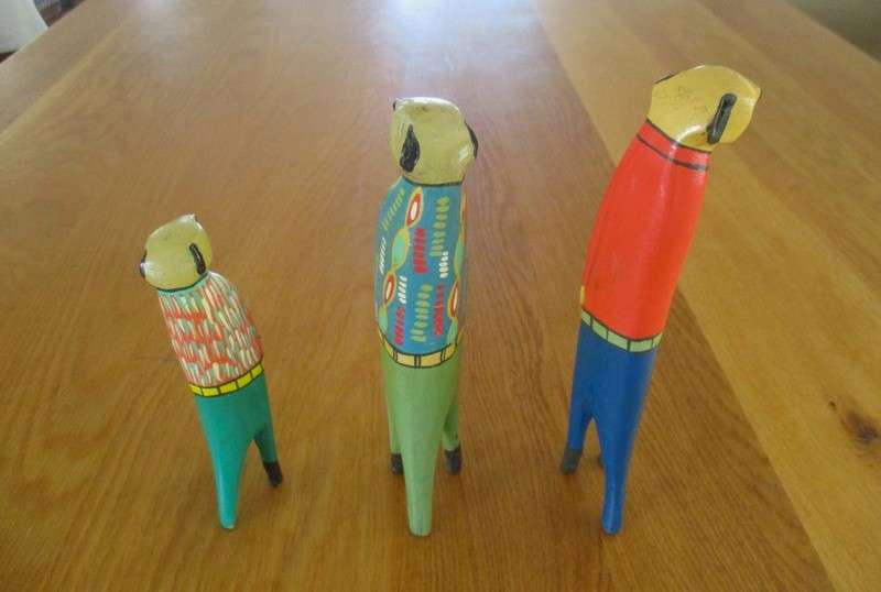 Hand carved and painted - colourful Meerkat family