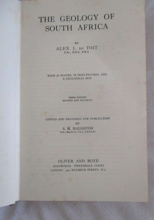 Geology of South Africa by Alex L. du Toit  - Har cover plus dust jacket