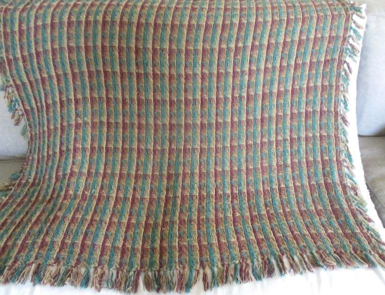 A large Indian woven cotton Cumberland plaid throw - reversable