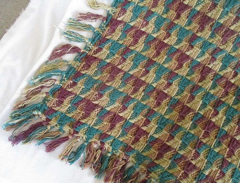 A large Indian woven cotton Cumberland plaid throw - reversable