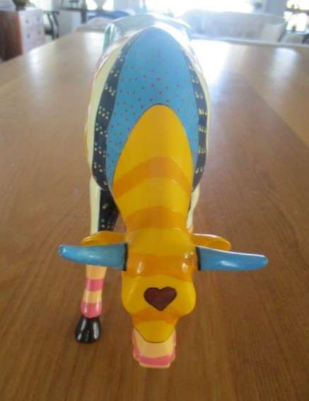 1. Collectable and Rare - large 2002 Cow Parade Tropical Heart Fish Caribbean Art Vibes ceramic cow