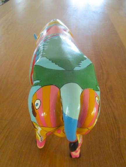 1. Collectable and Rare - large 2002 Cow Parade Tropical Heart Fish Caribbean Art Vibes ceramic cow