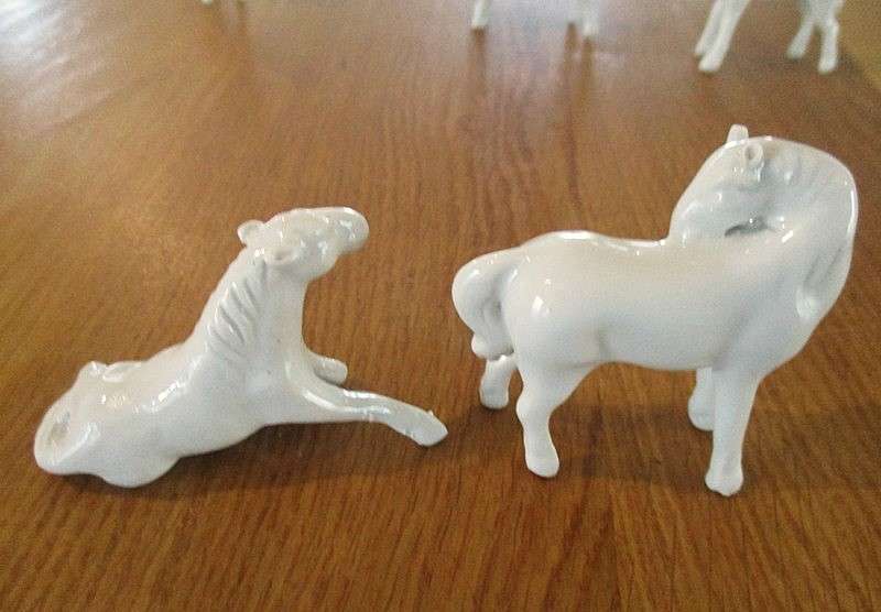 Six vintage 1950's miniature Blanc De Chine porcelain Chinese horses - excellent condition