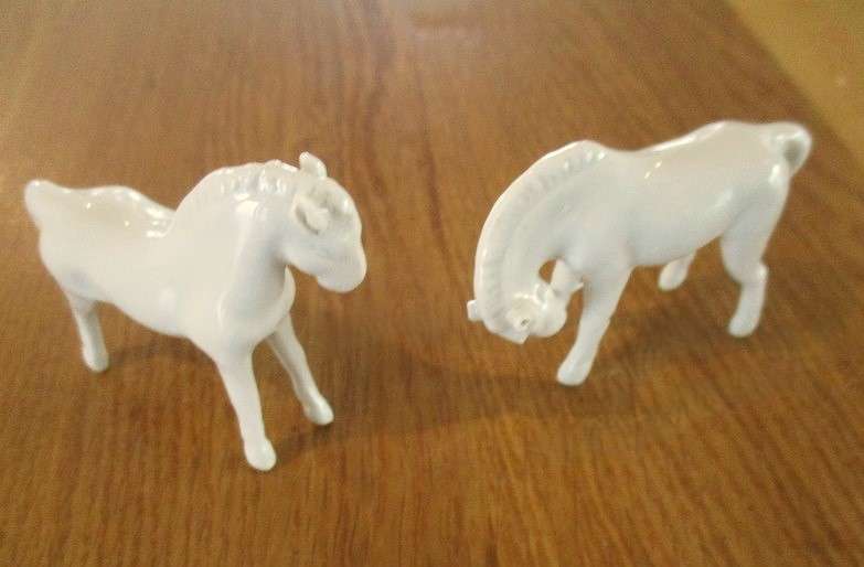 Six vintage 1950's miniature Blanc De Chine porcelain Chinese horses - excellent condition