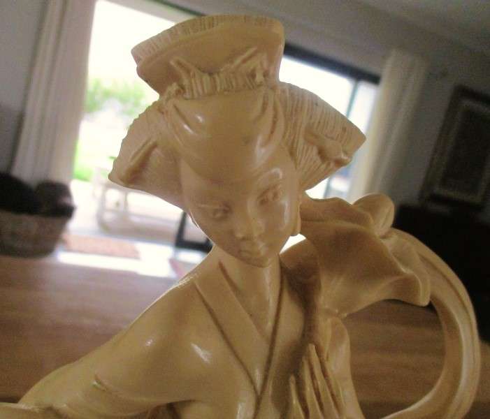 Large vintage carved alabaster resin Chinese statue of elegant lady