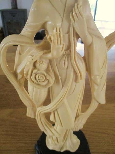 Large vintage carved alabaster resin Chinese statue of elegant lady