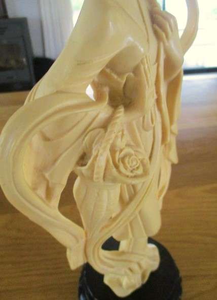 Large vintage carved alabaster resin Chinese statue of elegant lady