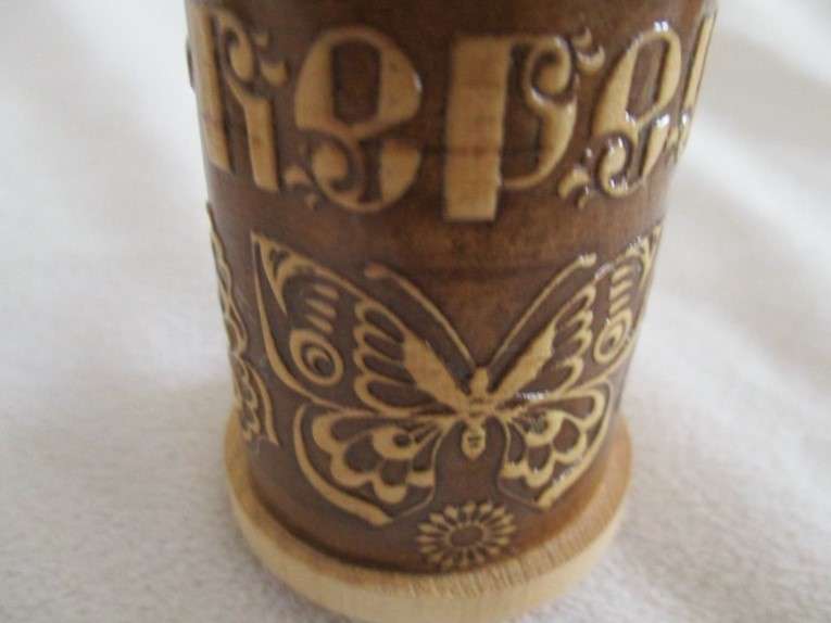 Wooden salt & pepper set carved with pretty butterflies