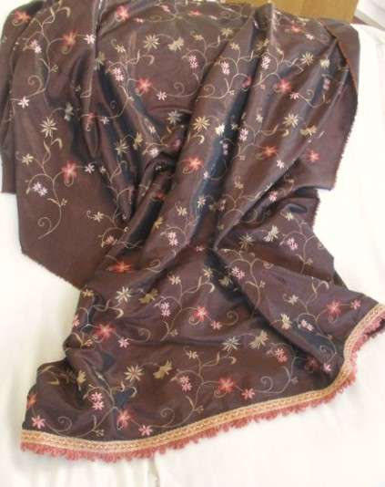 A large embroidered satin throw/cloth - 224cm x 152cm (2240mm x 1520mm)