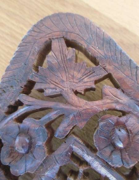 Vintage hand carved wooden Indian trivet/pot stand plus carved foldable display stand
