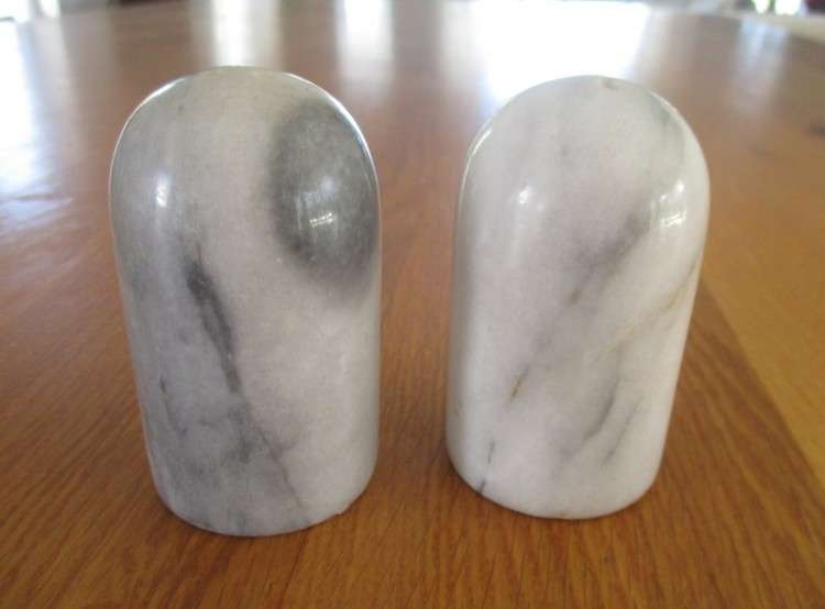 Elegant real marble salt and pepper shakers
