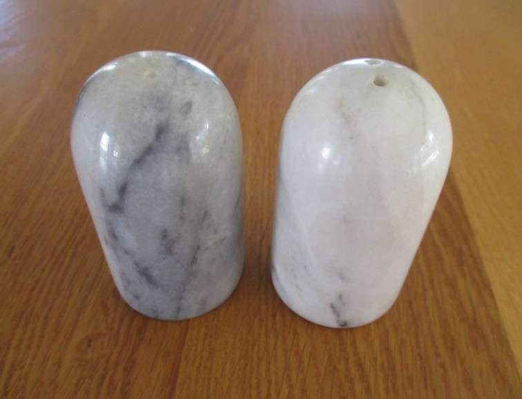 Elegant real marble salt and pepper shakers