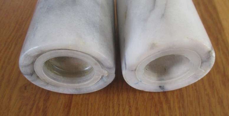 Elegant real marble salt and pepper shakers