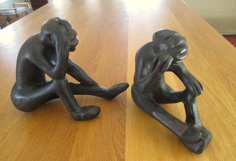 Awesome sculptures!!  Rodin's Thinkers African style - hand carved wood