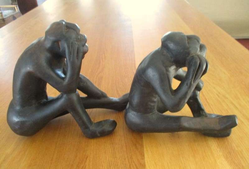 Awesome sculptures!!  Rodin's Thinkers African style - hand carved wood