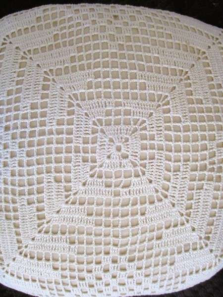 Two vintage hand crocheted cushions
