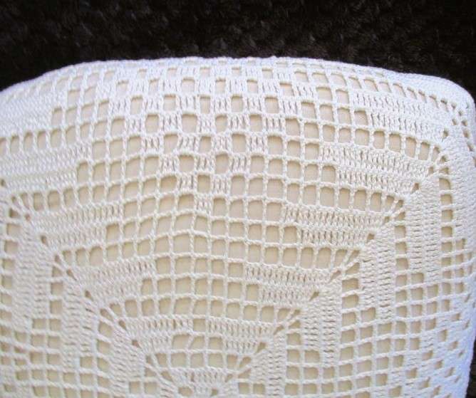 Two vintage hand crocheted cushions