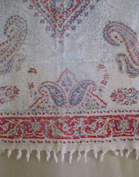 A beautiful vintage square hand blocked (natural dyed) Iranian Ghalamkar cloth -signed