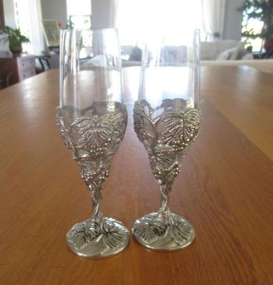 For that romantic celebration - two ornate champagne glasses on tray