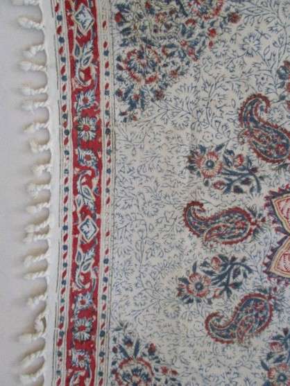 A beautiful vintage square hand blocked (natural dyed) Meshkat Iranian Ghalamkar cloth -signed