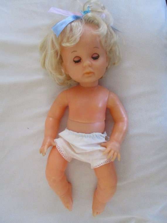Beautiful Vintage 42cm tall First Love twisty body doll in cute nightie and nightgown