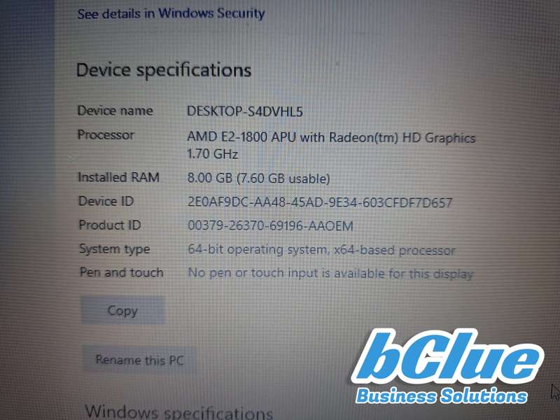 HP 255 Laptop (AMD E2 CPU, 8GB RAM, 120GB SSD)
