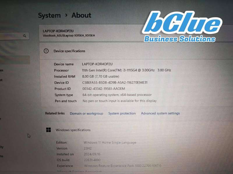Asus X515E Laptop (11Gen i3 / 8GB RAM / 256GB NVME SSD)