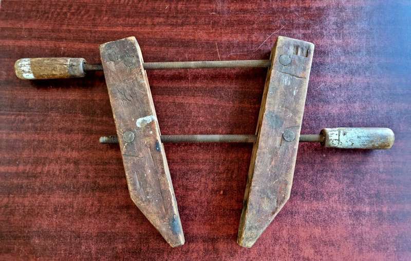 Vintage JORGENSEN Woodworking Steel Spindle Wood Clamps made in the USA  ( set of 2 )