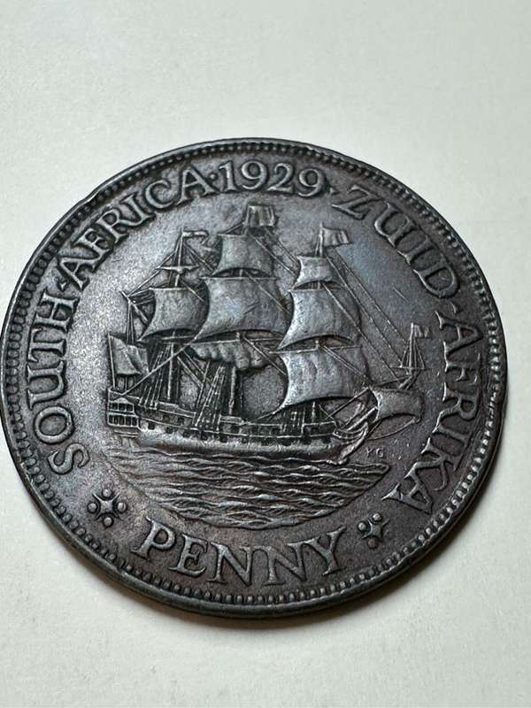 Union of SA 1929 1 penny coin