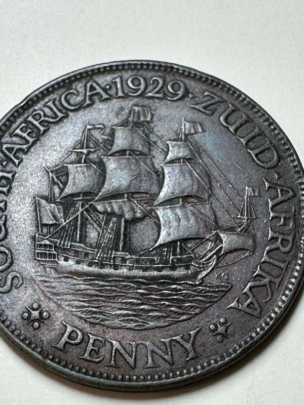 Union of SA 1929 1 penny coin