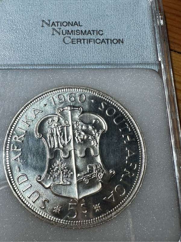 Union of South Africa 5 shilling 1960 graded coin