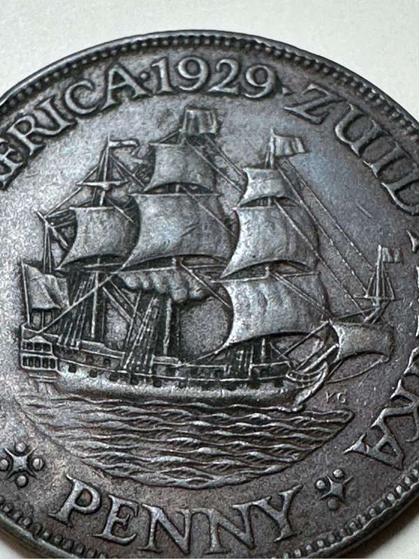 Union of SA 1929 1 penny coin