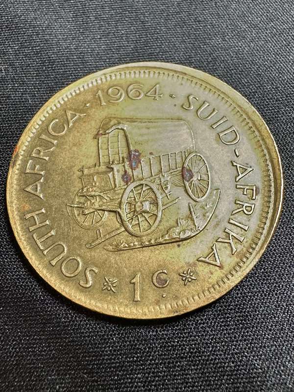 1964 South African 1 cent rim error coin