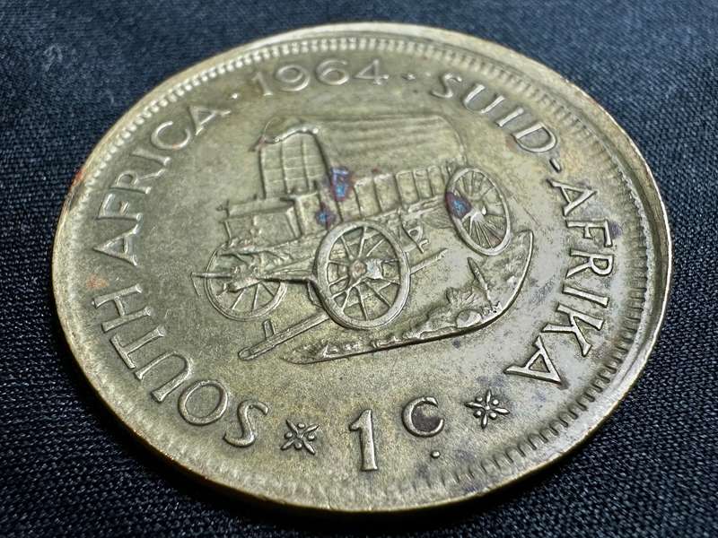 1964 South African 1 cent rim error coin